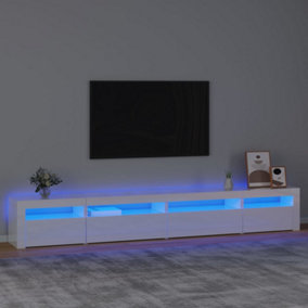Berkfield TV Cabinet with LED Lights High Gloss White 270x35x40 cm