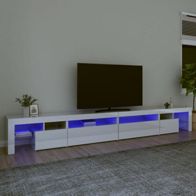 Berkfield TV Cabinet with LED Lights High Gloss White 290x36.5x40 cm