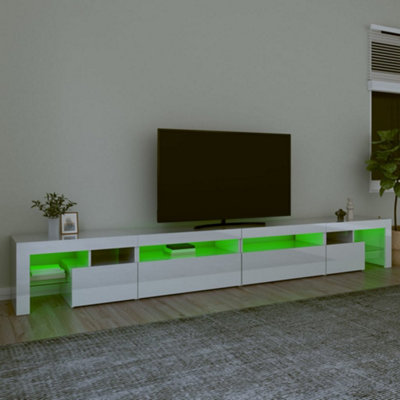 Berkfield TV Cabinet with LED Lights High Gloss White 290x36.5x40 cm