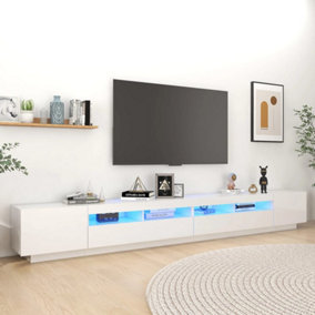 Berkfield TV Cabinet with LED Lights High Gloss White 300x35x40 cm