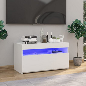Berkfield TV Cabinet with LED Lights High Gloss White 75x35x40 cm