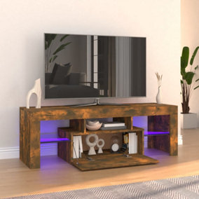 Berkfield TV Cabinet with LED Lights Smoked Oak 120x35x40 cm