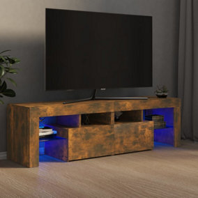 Berkfield TV Cabinet with LED Lights Smoked Oak 140x36.5x40 cm