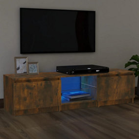 Berkfield TV Cabinet with LED Lights Smoked Oak 140x40x35.5 cm
