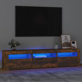 Berkfield TV Cabinet with LED Lights Smoked Oak 180x35x40 cm
