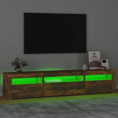 Berkfield TV Cabinet with LED Lights Smoked Oak 195x35x40 cm