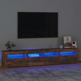 Berkfield TV Cabinet with LED Lights Smoked Oak 210x35x40 cm