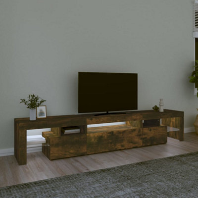 Berkfield TV Cabinet with LED Lights Smoked Oak 215x36.5x40 cm