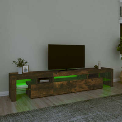 Berkfield TV Cabinet with LED Lights Smoked Oak 215x36.5x40 cm