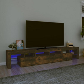 Berkfield TV Cabinet with LED Lights Smoked Oak 230x36.5x40 cm