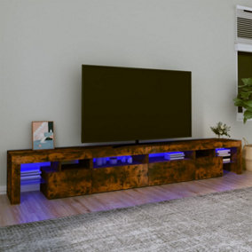 Berkfield TV Cabinet with LED Lights Smoked Oak 260x36.5x40 cm