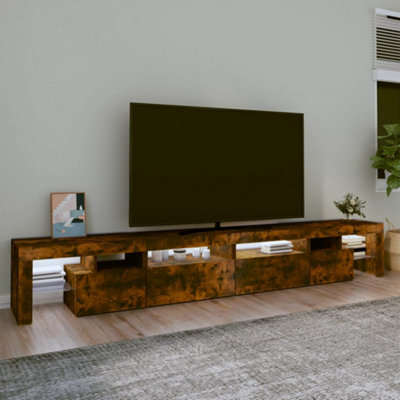 Berkfield TV Cabinet with LED Lights Smoked Oak 260x36.5x40 cm