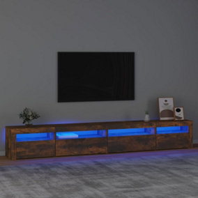 Berkfield TV Cabinet with LED Lights Smoked Oak 270x35x40 cm