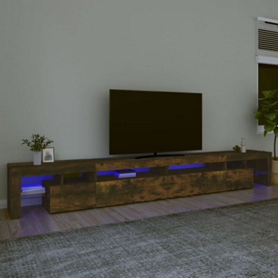 Berkfield TV Cabinet with LED Lights Smoked Oak 290x36.5x40 cm