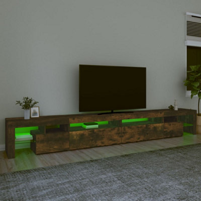 Berkfield TV Cabinet with LED Lights Smoked Oak 290x36.5x40 cm