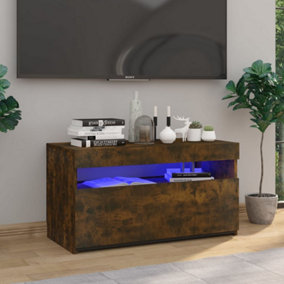 Berkfield TV Cabinet with LED Lights Smoked Oak 75x35x40 cm