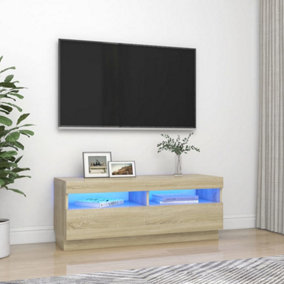 Berkfield TV Cabinet with LED Lights Sonoma Oak 100x35x40 cm
