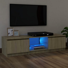 Berkfield TV Cabinet with LED Lights Sonoma Oak 120x30x35.5 cm