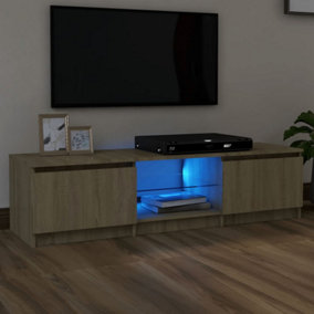 Berkfield TV Cabinet with LED Lights Sonoma Oak 140x40x35.5 cm