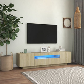 Berkfield TV Cabinet with LED Lights Sonoma Oak 160x35x40 cm