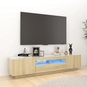 Berkfield TV Cabinet with LED Lights Sonoma Oak 180x35x40 cm