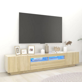 Berkfield TV Cabinet with LED Lights Sonoma Oak 200x35x40 cm