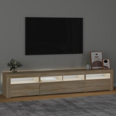 Berkfield TV Cabinet with LED Lights Sonoma Oak 210x35x40 cm