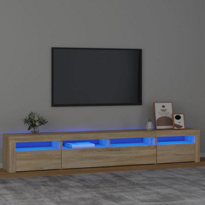 Berkfield TV Cabinet with LED Lights Sonoma Oak 240x35x40 cm