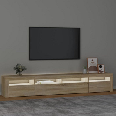 Berkfield TV Cabinet with LED Lights Sonoma Oak 240x35x40 cm