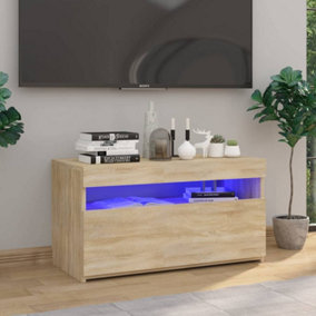 Berkfield TV Cabinet with LED Lights Sonoma Oak 75x35x40 cm