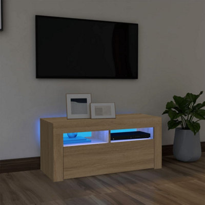 Berkfield TV Cabinet with LED Lights Sonoma Oak 90x35x40 cm