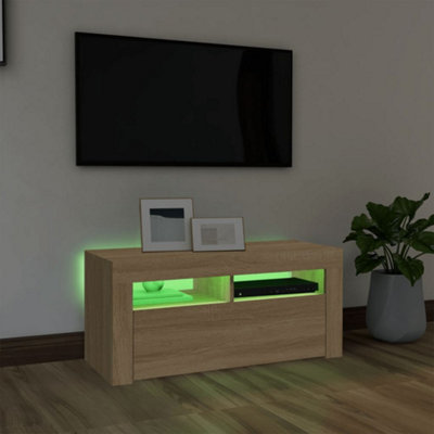 Berkfield TV Cabinet with LED Lights Sonoma Oak 90x35x40 cm