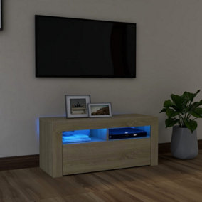 Berkfield TV Cabinet with LED Lights Sonoma Oak 90x35x40 cm