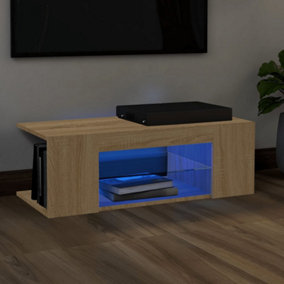 Berkfield TV Cabinet with LED Lights Sonoma Oak 90x39x30 cm
