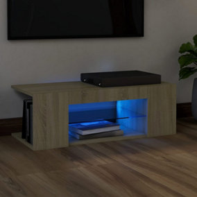 Berkfield TV Cabinet with LED Lights Sonoma Oak 90x39x30 cm