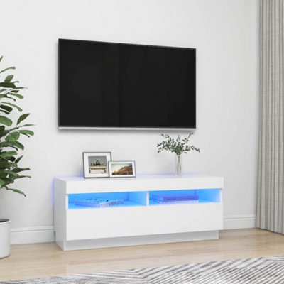 Berkfield TV Cabinet with LED Lights White 100x35x40 cm