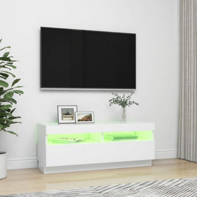 Berkfield TV Cabinet with LED Lights White 100x35x40 cm