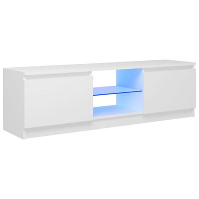 Berkfield TV Cabinet with LED Lights White 120x30x35.5 cm