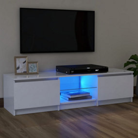 Berkfield TV Cabinet with LED Lights White 120x30x35.5 cm