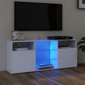 Berkfield TV Cabinet with LED Lights White 120x30x50 cm