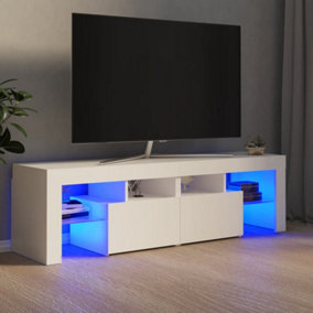 Berkfield TV Cabinet with LED Lights White 140x36.5x40 cm