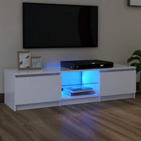 Berkfield TV Cabinet with LED Lights White 140x40x35.5 cm
