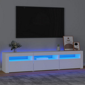 Berkfield TV Cabinet with LED Lights White 180x35x40 cm