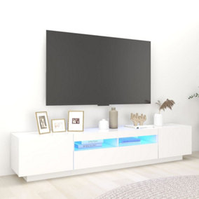 Berkfield TV Cabinet with LED Lights White 200x35x40 cm
