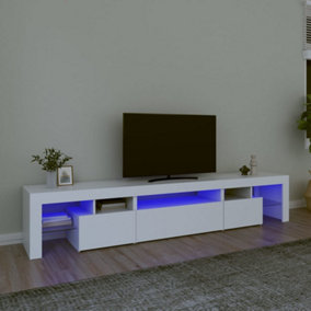Berkfield TV Cabinet with LED Lights White 215x36.5x40 cm