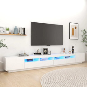 Berkfield TV Cabinet with LED Lights White 300x35x40 cm
