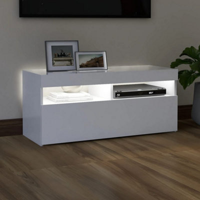 Berkfield TV Cabinet with LED Lights White 90x35x40 cm