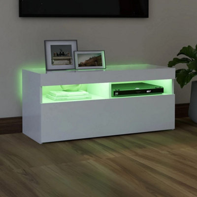 Berkfield TV Cabinet with LED Lights White 90x35x40 cm