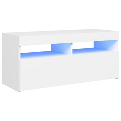 Berkfield TV Cabinet with LED Lights White 90x35x40 cm