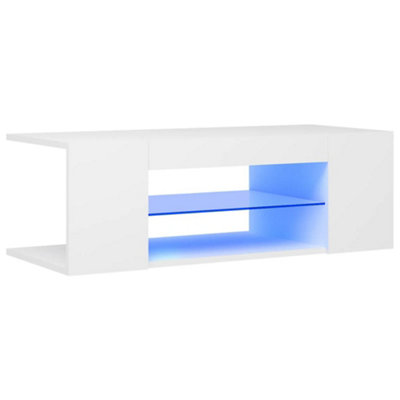 Berkfield TV Cabinet with LED Lights White 90x39x30 cm
